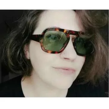 mincl Retro Square Sunglasses Women Fashion Gradient Shades UV400 Men Punk Blue Green Sun Glasses N47 (leopard green)