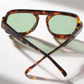 mincl Retro Square Sunglasses Women Fashion Gradient Shades UV400 Men Punk Blue Green Sun Glasses N47 (leopard green)
