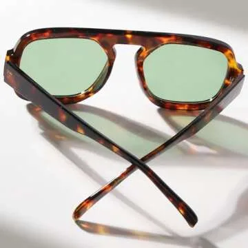 mincl Retro Square Sunglasses Women Fashion Gradient Shades UV400 Men Punk Blue Green Sun Glasses N47 (leopard green)