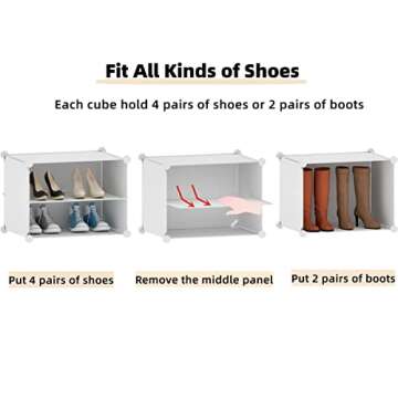 HOMICKER Shoe Rack Organizer, 24 Pair Shoe Storage Cabinet with Door Expandable Plastic Shoe Shelves for Closet,Entryway,Hallway,Bedroom,6 Tier