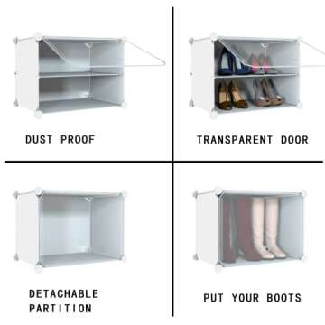 HOMICKER Shoe Rack Organizer, 24 Pair Shoe Storage Cabinet with Door Expandable Plastic Shoe Shelves for Closet,Entryway,Hallway,Bedroom,6 Tier