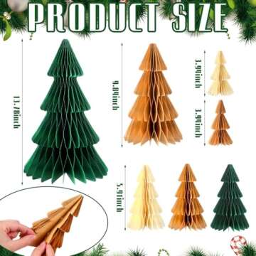 Cinnvoice 7 Pcs Christmas Tree Honeycomb Centerpiece 3D Paper Trees Centerpiece Honeycomb Paper Christmas Trees Honeycomb Table Decorations for Home Office Kitchen Xmas Gift Holiday Party Table Decor