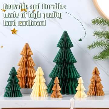 Cinnvoice 7 Pcs Christmas Tree Honeycomb Centerpiece 3D Paper Trees Centerpiece Honeycomb Paper Christmas Trees Honeycomb Table Decorations for Home Office Kitchen Xmas Gift Holiday Party Table Decor