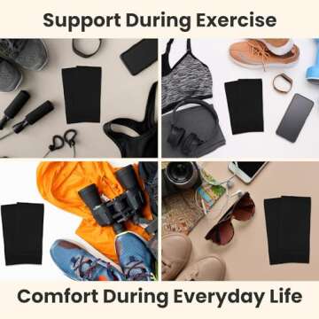 KEMFORD Ankle Compression Sleeve - Plantar Fasciitis Braces - Open Toe Compression Socks for Swelling, Sprain, Neuropathy, Foot Arch Support for Men and Women - 20-30mmhg, L, Black