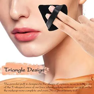 12 Black Triangle Powder Puffs, Soft Velour Makeup Sponge for Pressed and Loose Powder, Wet or Dry Use