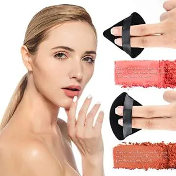 12 Black Triangle Powder Puffs, Soft Velour Makeup Sponge for Pressed and Loose Powder, Wet or Dry Use