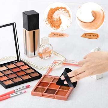 12 Black Triangle Powder Puffs, Soft Velour Makeup Sponge for Pressed and Loose Powder, Wet or Dry Use