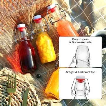 ZEBEIYU 12 Pack 4 oz Swing Top Glass Bottles,Flip Top Glass bottles with airtight Caps for Home Brewing Beer,Kombucha,2nd Fermentation,Kefir,Beverages,Soda,Oils,Vinegar,Limoncello,Vanilla extract