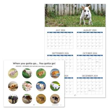 Gag Gifts - 2025 Wall Calendar, White Elephants Pooping Dogs, Calendar 2025 from Jan.2025 to Dec.202...