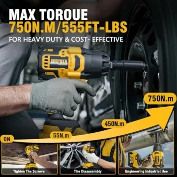 Alloyman 1/2 inch Impact Wrench with 750Nm Torque and 4.0AH Battery