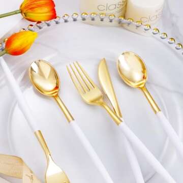 300 Pcs Gold Plastic Silverware Set for Elegant Events