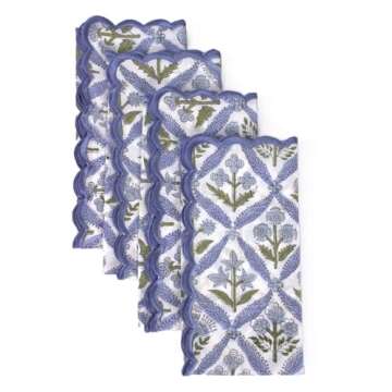 Ridhi Steel Blue Cloth Napkins 100% Pure Cotton Farmhouse Wedding Dinner Napkins for Halloween, Thanksgiving, Holiday Daily Wedding uses Napkins 4-18x18