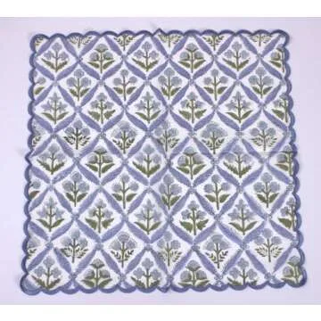 Ridhi Steel Blue Cloth Napkins 100% Pure Cotton Farmhouse Wedding Dinner Napkins for Halloween, Thanksgiving, Holiday Daily Wedding uses Napkins 4-18x18