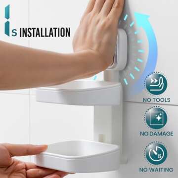 TAILI Double Layer Soap Holder, Bar Soap Dish Saver Suction Cup for Shower Wall Mounted, Suitable fo...