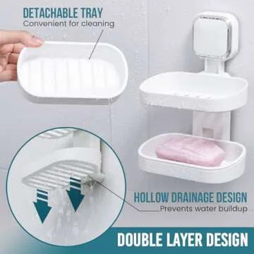 TAILI Double Layer Soap Holder for Shower & Kitchen Organization