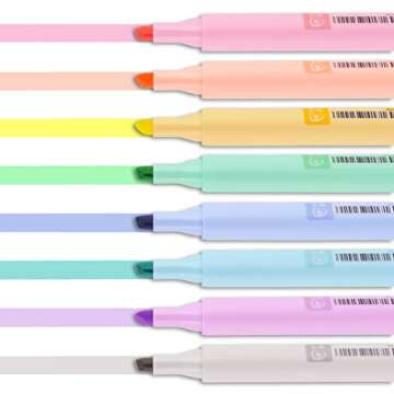 MOACC Eye Protected Highlighters, Light-color Large Capacity High Lighters, Chisel Tip Assorted Colors, 8-Count