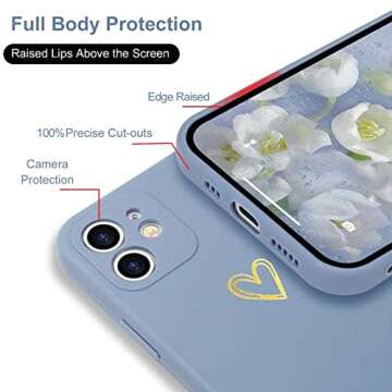 Wirvyuer for iPhone 11 Case Cute Slim Shockproof Phone Case with Wireless Charging Support and Protection, Blue Grey