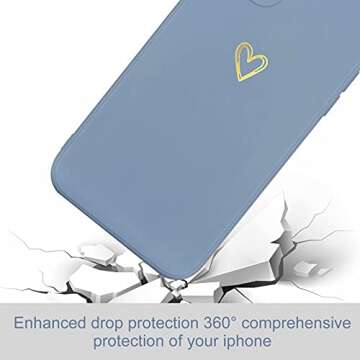 Wirvyuer for iPhone 11 Case Cute Slim Shockproof Phone Case with Wireless Charging Support and Protection, Blue Grey