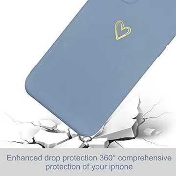 Wirvyuer for iPhone 11 Case Cute Slim Shockproof Phone Case with Wireless Charging Support and Protection, Blue Grey