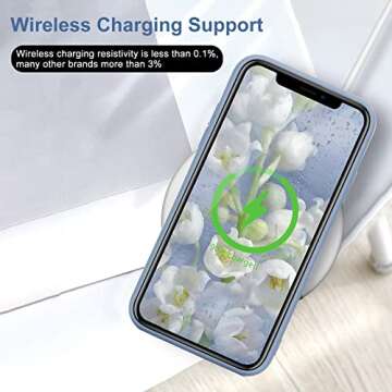 Wirvyuer for iPhone 11 Case Cute Slim Shockproof Phone Case with Wireless Charging Support and Protection, Blue Grey