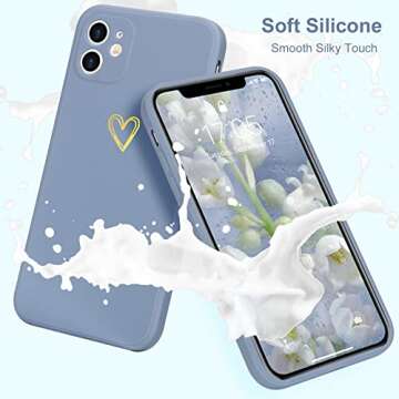 Wirvyuer for iPhone 11 Case Cute Slim Shockproof Phone Case with Wireless Charging Support and Protection, Blue Grey