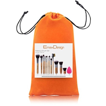 Professional 12+1 Makeup Brush Set with Bamboo Handle & Sponge