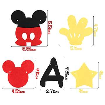 BeYumi Mickey Birthday Banner and Garland, Red Black and Yellow Party Decoration for Kids Birthday