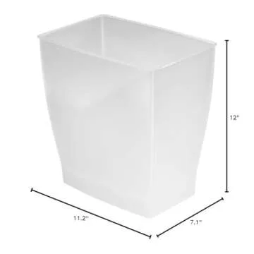 iDesign 64720 Spa Rectangular Trash Can, Waste Basket Garbage Can for Bathroom, Bedroom, Home Office, Dorm, College, 2.5 Gallon, Frost
