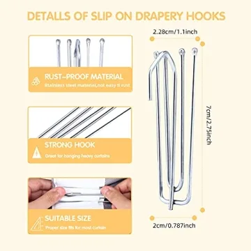 Stainless Steel Drapery Hooks 60PCS Easy Install Clips
