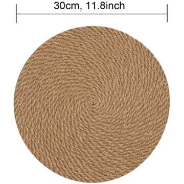 Natural Jute Round Placemats Set of 4 - Heat Resistant