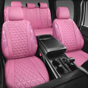 Bling Diamond Pink Leather Car Seat Covers - Stylish Protection
