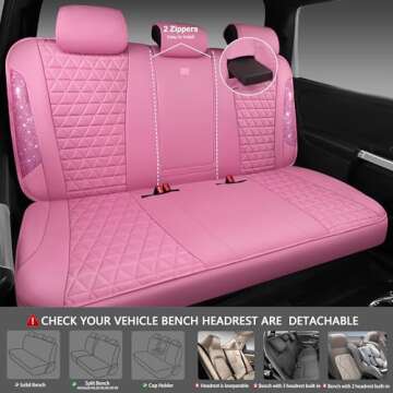 Bling Diamond Pink Leather Car Seat Covers - Stylish Protection