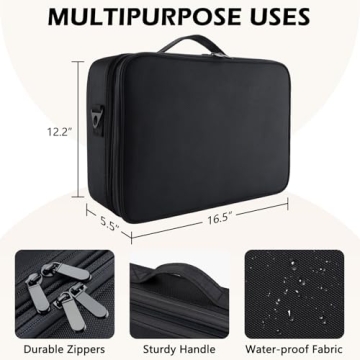 Large Capacity Waterproof Makeup Train Case with Adjustable Dividers