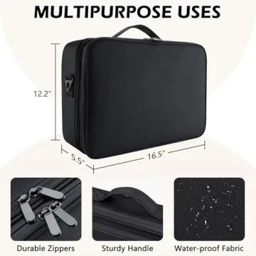 Large Capacity Waterproof Makeup Train Case with Adjustable Dividers