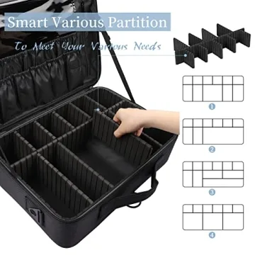 Large Capacity Waterproof Makeup Train Case with Adjustable Dividers