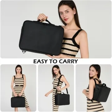 Large Capacity Waterproof Makeup Train Case with Adjustable Dividers