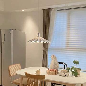 TONGOTDI Japanese Style Pleated Ceramic Pendant Lamp E27 1-Light Modern Minimalist Porch Aisle Pendent Lamp Retro White Small Ceiling Pendent Lamp for Kitchen Island Barn Pendant Light