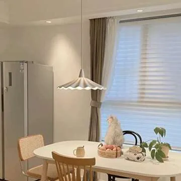 TONGOTDI Japanese Style Pleated Ceramic Pendant Lamp E27 1-Light Modern Minimalist Porch Aisle Pendent Lamp Retro White Small Ceiling Pendent Lamp for Kitchen Island Barn Pendant Light