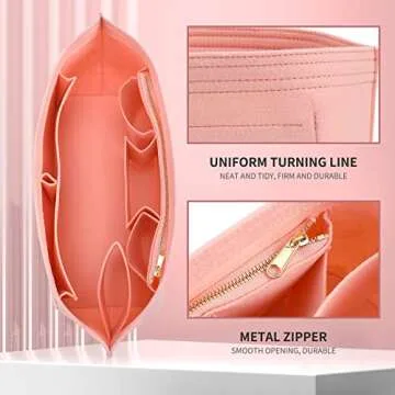 Doxo Purse Organizer Insert & Base Shaper 2pc Set, Felt Handbag & Tote Bag Fit L Speedy 30 Nererfull PM More(Pink,Medium-Combination)