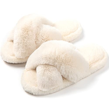 Plush Faux Fur Slippers Women Memory Foam Anti-Skid