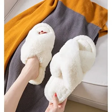Plush Faux Fur Slippers Women Memory Foam Anti-Skid