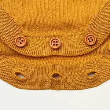 mimixiong Baby Girls Knit Romper Sleeveless Sling Backless Clothes Suitable for 0-24M Infant(Yellow-Flower,0-3M)