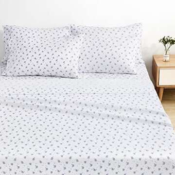 BYSURE Queen Sheet Set 6 Pieces - Purple Floral Cottage Core Bedding Decor