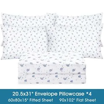 BYSURE Queen Sheet Set - Vibrant Floral Bed Décor