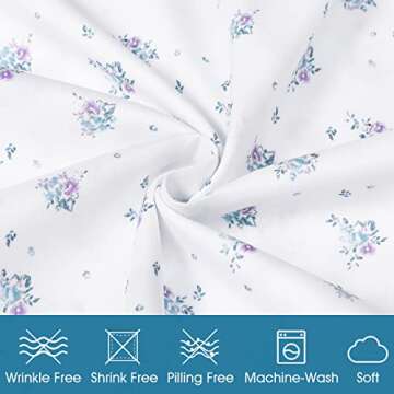 BYSURE Queen Sheet Set - Vibrant Floral Bed Décor