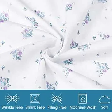 BYSURE Queen Sheet Set - Vibrant Floral Bed Décor