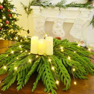 YoleShy 10 Pcs Christmas Artificial Norfolk Pine Branches with 2 Pcs Branches Greenery Norfolk Pine Stems for Christmas Decoration Indoor Xmas DIY Crafts Outdoor Home Decor