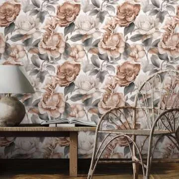 REDAMANCY Boho Retro Orange Beige Vintage Floral Peel and Stick Wallpaper Vintage Wall Paper Stick on Contact Paper Easy Peel Off for nightstand Drawer Renter Friendly 17.7"x236"
