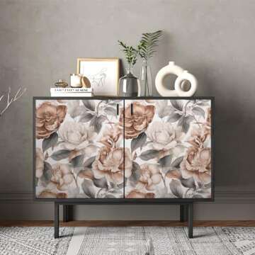 REDAMANCY Boho Retro Orange Beige Vintage Floral Peel and Stick Wallpaper Vintage Wall Paper Stick on Contact Paper Easy Peel Off for nightstand Drawer Renter Friendly 17.7"x236"