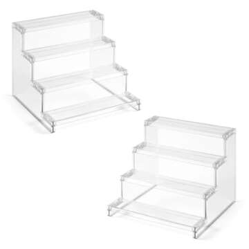 Lifewit 4 Tier Clear Display Risers Stand, 2 Pack Plastic Risers for Display, Plastic Organizers for...
